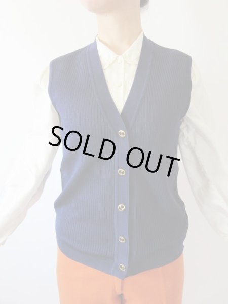 画像3: 【ゴールドボタンで大人顔*】ネイビーのアクリルベスト (3)