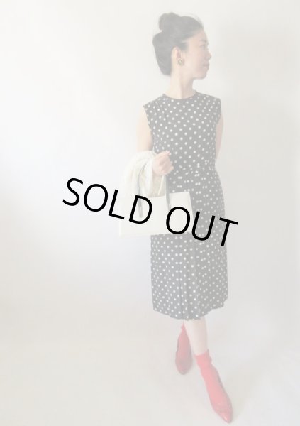 画像2: 【奇跡のDead stock*】レディーな水玉リボンのワンピース  (2)