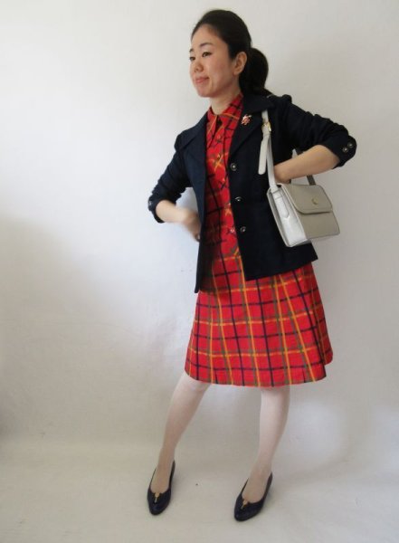 画像2: 【元気がわいてくる*】レトロチェックワンピース (2)