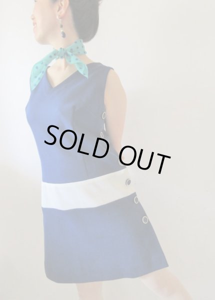 画像2: 【60'sムード満点に*】マリンボーダーワンピース (2)