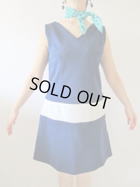 画像3: 【60'sムード満点に*】マリンボーダーワンピース (3)