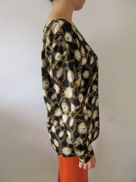 画像7: 【アートな時計モチーフ*】レトロ時計のブラウス (7)