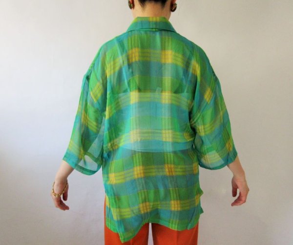 画像5: 【ゆったりsize*】シアー素材のチェック柄シャツ (5)