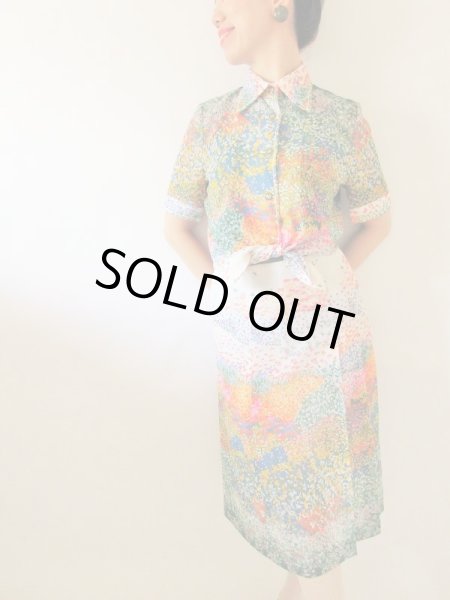 画像2: 【爽やかシアー素材*】小花柄セットアップ (2)