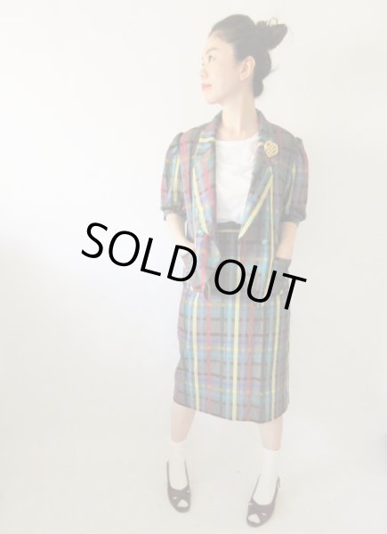 画像2: 【大人可愛いに自信アリ*】カラーチェックのセットアップ (2)