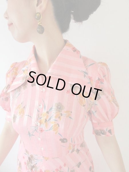 画像6: 【シルエット美人*】パフスリーブのフラワーワンピース (6)