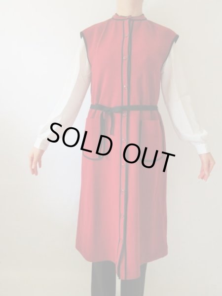 画像4: 【大人の秋冬レトロ*】Dead stock*バイカラーニットワンピース  (4)