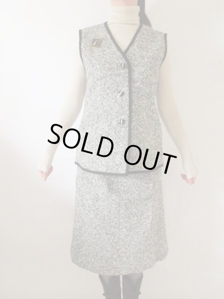 画像3: 【ブローチと2点セットでお届け*】Dead stock*モノトーンセットアップ (3)