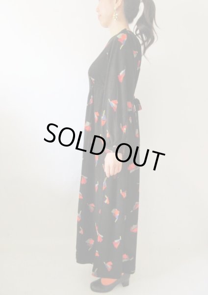 画像5: 【イヤリングと2点セットでお届け*】ゆったり*1点モノのマキシ丈ワンピース (5)