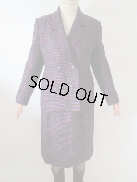 画像3: 【イヤリングと2点セットでお届け*】超美品*大人チェックのお仕立て品セットアップ (3)