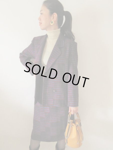 画像2: 【イヤリングと2点セットでお届け*】超美品*大人チェックのお仕立て品セットアップ (2)