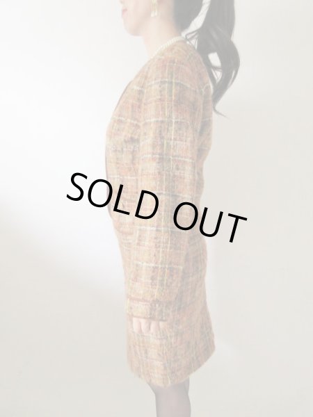 画像4: 【極上ツイード*】超美品*大人チェックのお仕立て品セットアップ (4)