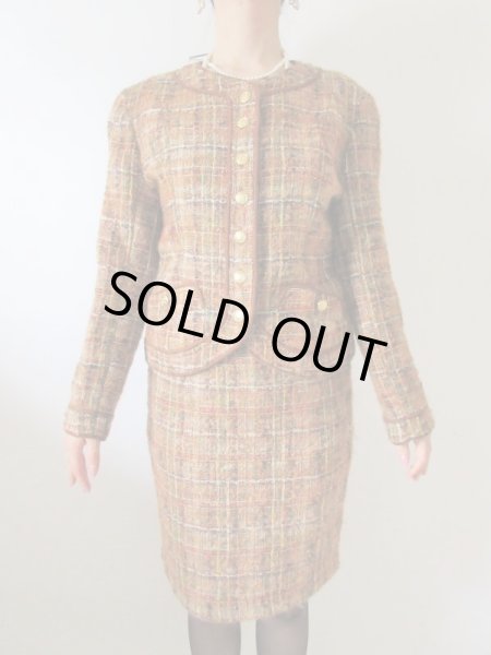 画像3: 【極上ツイード*】超美品*大人チェックのお仕立て品セットアップ (3)