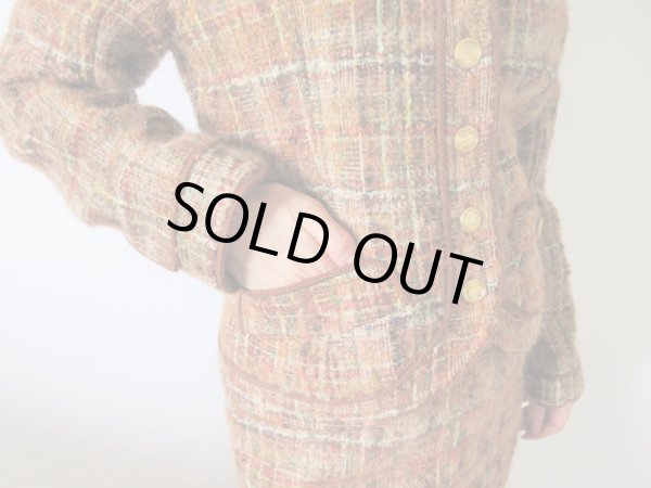 画像8: 【極上ツイード*】超美品*大人チェックのお仕立て品セットアップ (8)