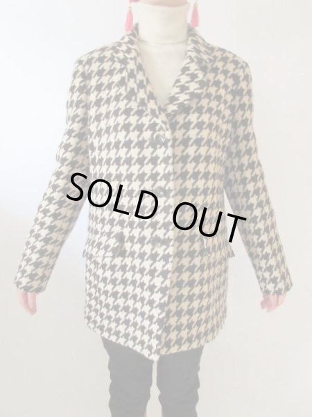 画像3: 【イヤリングと2点セットでお届け*】超美品!レディーレトロな千鳥柄ジャケット (3)