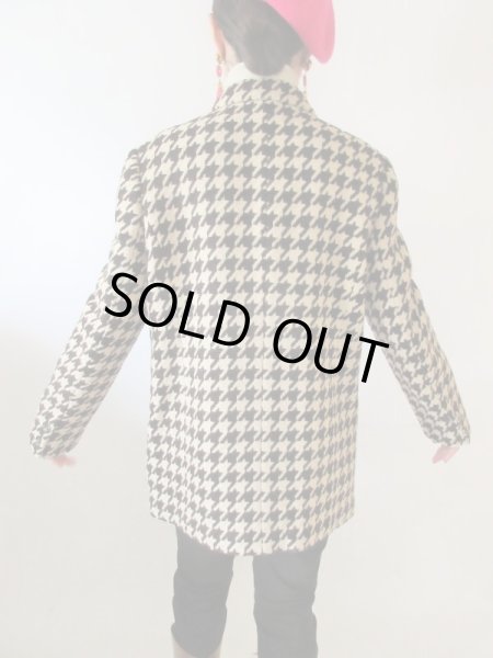 画像5: 【イヤリングと2点セットでお届け*】超美品!レディーレトロな千鳥柄ジャケット (5)