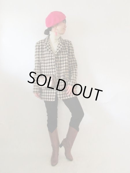 画像2: 【イヤリングと2点セットでお届け*】超美品!レディーレトロな千鳥柄ジャケット (2)