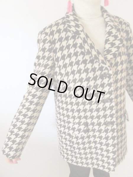 画像6: 【イヤリングと2点セットでお届け*】超美品!レディーレトロな千鳥柄ジャケット (6)