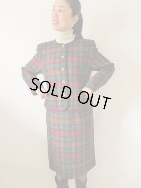 画像2: 【お行儀のよさが自慢*】超美品！チェック柄セットアップ (2)