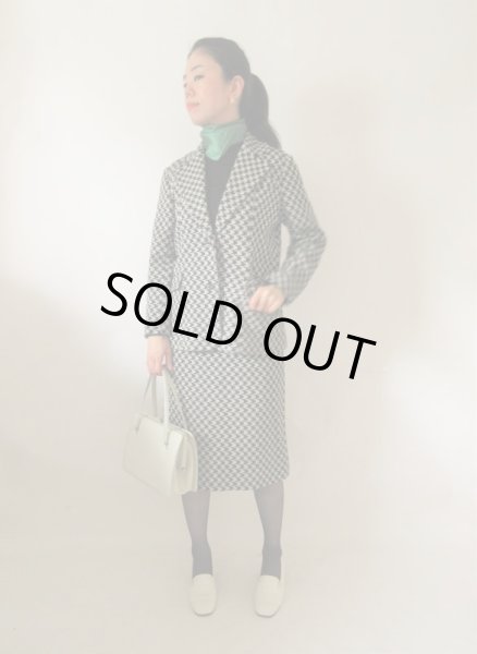 画像2: 【大人顔のバイカラー*】超美品！千鳥柄のセットアップ (2)