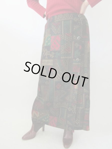 画像2: 【ニットと2点セット*】超美品*マキシ丈ラップスカート (2)