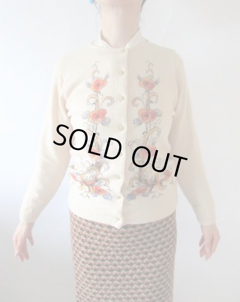 画像3: 【手描きな感じがアートだわ*】お花柄カーディガン (3)
