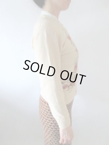 画像4: 【手描きな感じがアートだわ*】お花柄カーディガン (4)