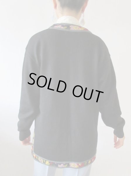 画像6: 【ビーズと刺繍の誘惑*】ゆったりサイズのリブフラワーカーディガン (6)