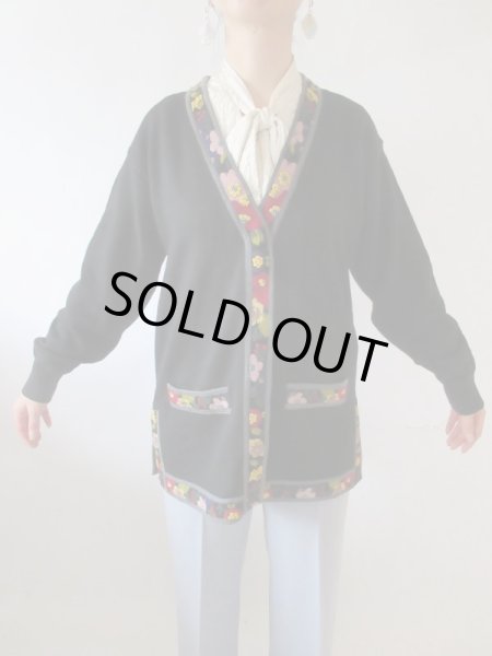 画像4: 【ビーズと刺繍の誘惑*】ゆったりサイズのリブフラワーカーディガン (4)