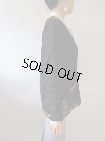 画像5: 【ビーズと刺繍の誘惑*】ゆったりサイズのリブフラワーカーディガン (5)