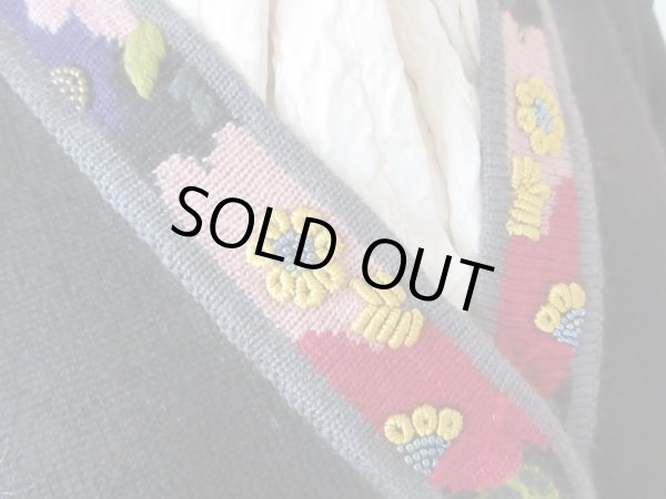 画像7: 【ビーズと刺繍の誘惑*】ゆったりサイズのリブフラワーカーディガン (7)