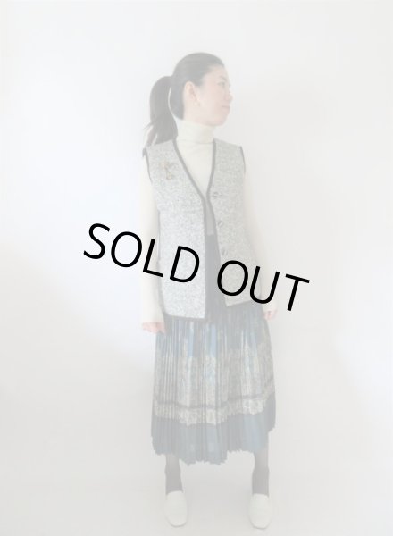 画像2: 【アールヌーボーな雰囲気が素敵*】Dead stock*フラワープリーツスカート (2)