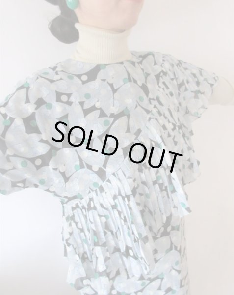 画像6: 【ピエールカルダンのヴィンテージ*】葉っぱと水玉のワンピース  (6)