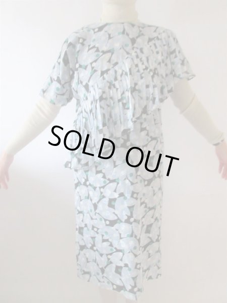 画像8: 【ピエールカルダンのヴィンテージ*】葉っぱと水玉のワンピース  (8)