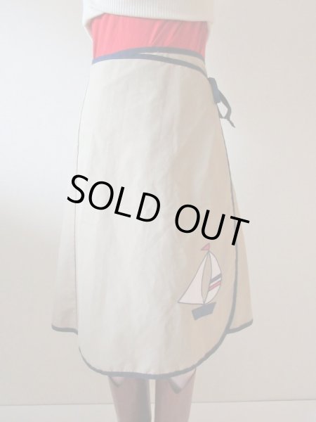 画像7: 【マリン好きな方へ*】ヨット柄ラップスカート (7)