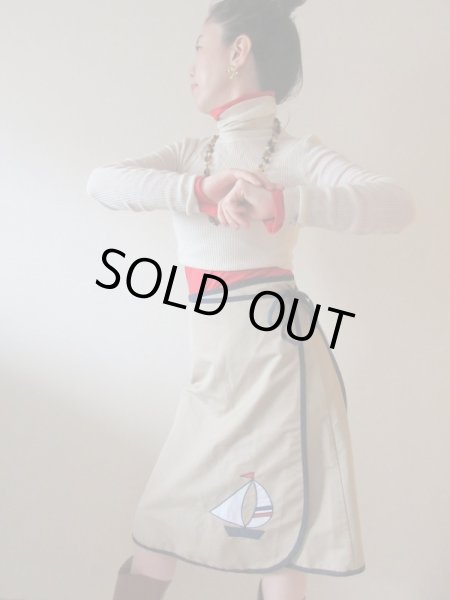 画像5: 【マリン好きな方へ*】ヨット柄ラップスカート (5)