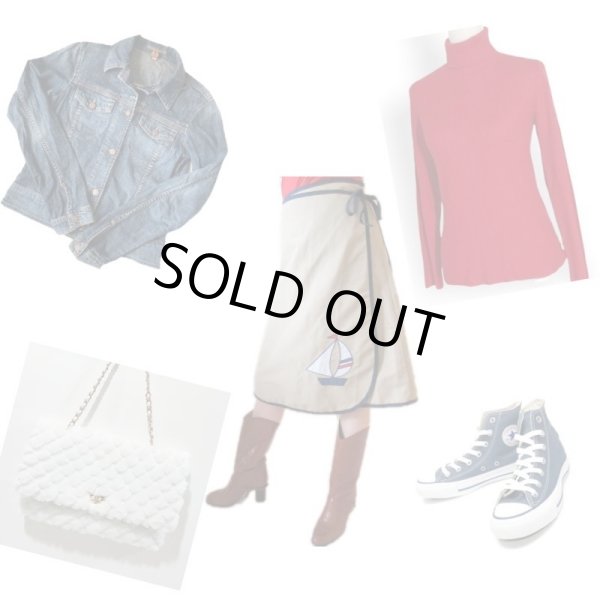 画像4: 【マリン好きな方へ*】ヨット柄ラップスカート (4)