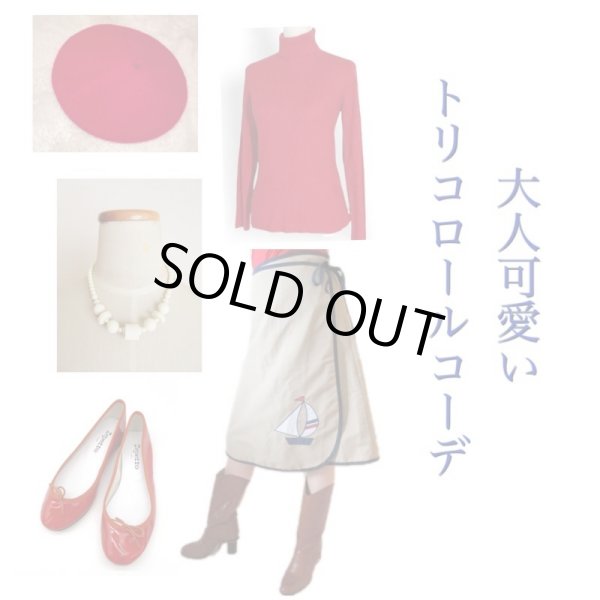 画像2: 【マリン好きな方へ*】ヨット柄ラップスカート (2)