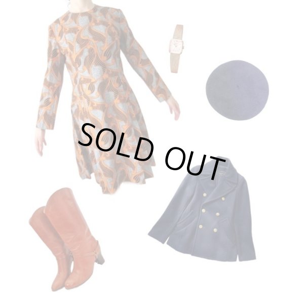 画像2: 【プリーツのデザインにも注目*】レトロデザインワンピ (2)