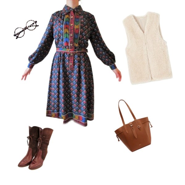 画像8: 【9コーデ掲載中*】ステッチ風デザインのワンピース (8)