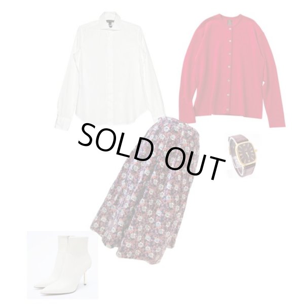 画像9: 【オトナのベロア*】ネイビー地の花柄スカート (9)