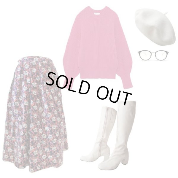 画像8: 【オトナのベロア*】ネイビー地の花柄スカート (8)