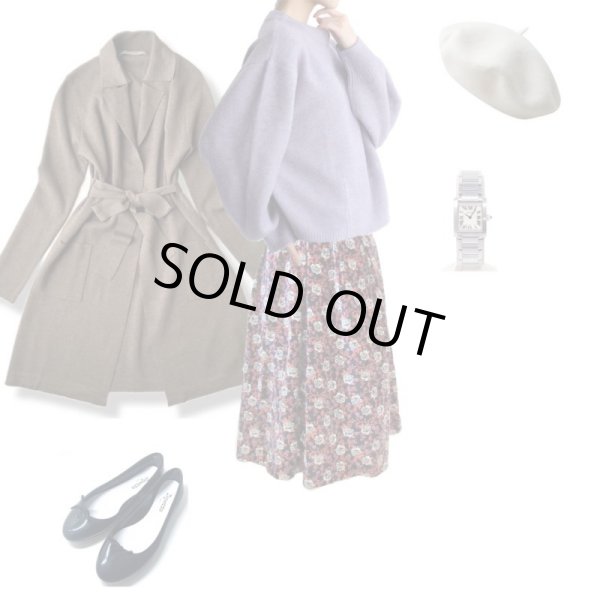 画像7: 【オトナのベロア*】ネイビー地の花柄スカート (7)