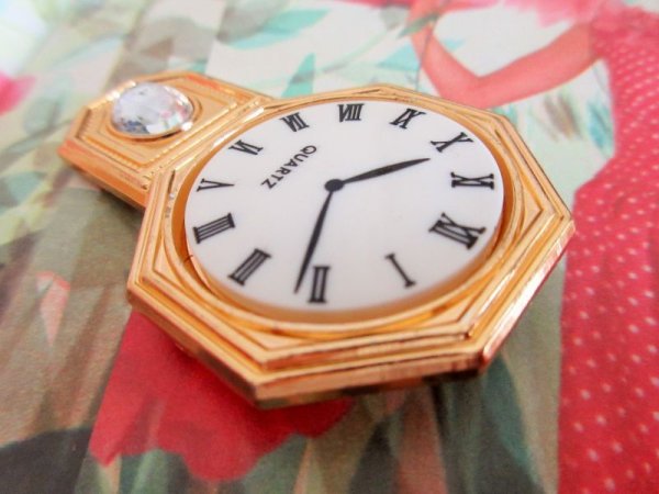 画像5: 再入荷★【おもちゃっぽさが可愛い*】Dead stock*壁掛け時計ブローチ (5)