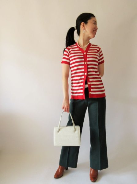 画像2: Dead stock*ボーダーカーディガン (2)