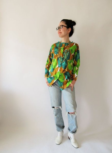 画像3: 水彩画アートフラワートップス (3)