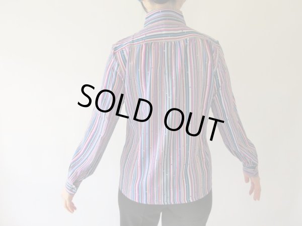 画像5: 【イヤリングと２点セット*】レトロ配色のストライプ柄シャツ (5)