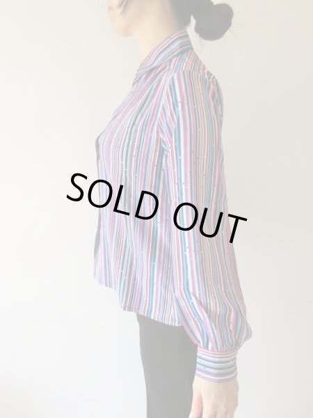 画像4: 【イヤリングと２点セット*】レトロ配色のストライプ柄シャツ (4)