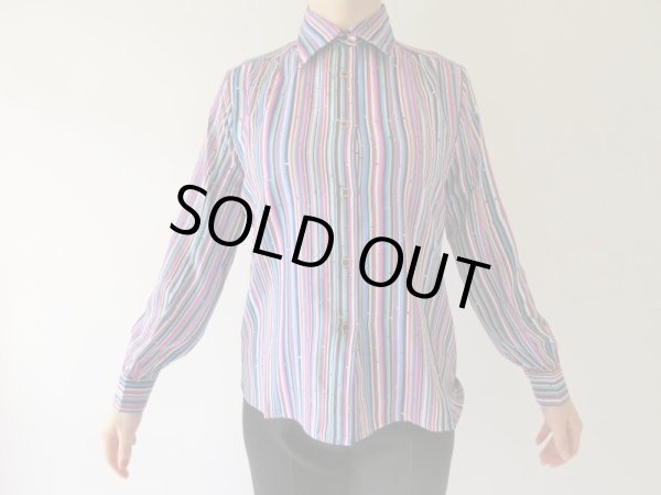 画像3: 【イヤリングと２点セット*】レトロ配色のストライプ柄シャツ (3)