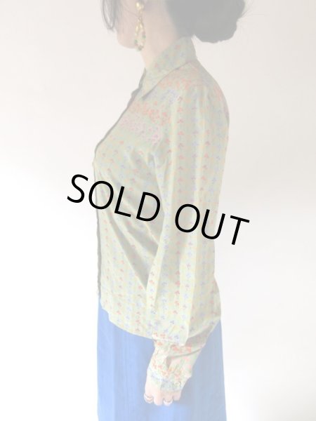 画像5: 若草色の小花柄ブラウス (5)